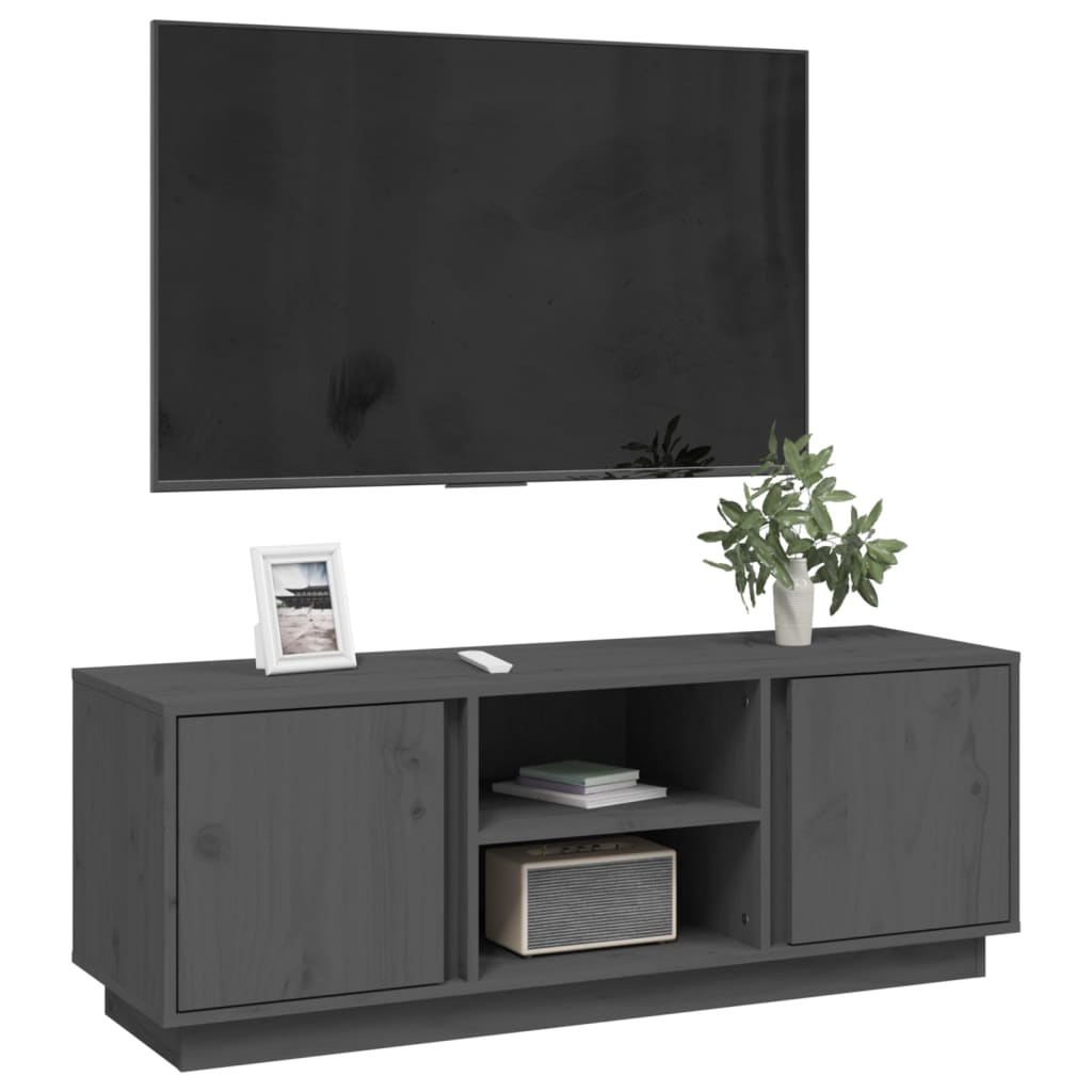 vidaXL Comodă TV, gri, 110x35x40,5 cm, lemn masiv de pin vidaXL Comodă TV, gri, 110x35x40,5 cm, lemn masiv de pin