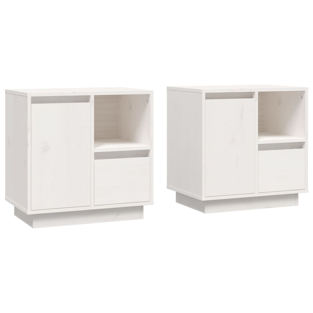 vidaXL Noptiere, 2 buc., alb, 50x34x50 cm, lemn masiv de pin