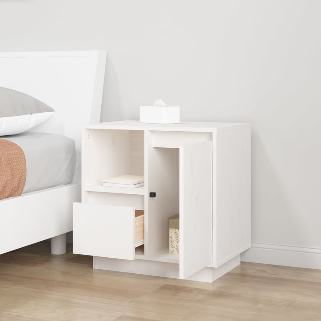 vidaXL Noptiere, 2 buc., alb, 50x34x50 cm, lemn masiv de pin