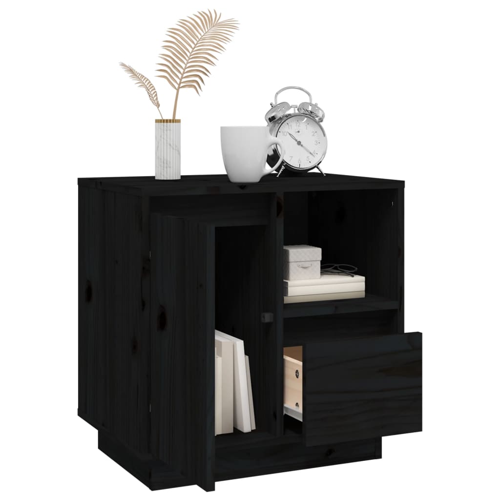 vidaXL Noptiere, 2 buc., negru, 50x34x50 cm, lemn masiv de pin