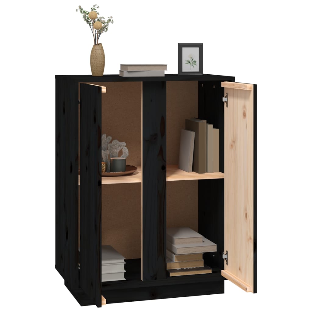 vidaXL Servantă, negru, 60x35x80 cm, lemn masiv de pin vidaXL Servantă, negru, 60x35x80 cm, lemn masiv de pin