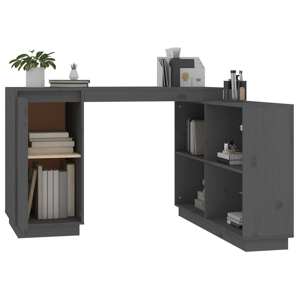vidaXL Birou, gri, 110x50x75 cm, lemn masiv de pin