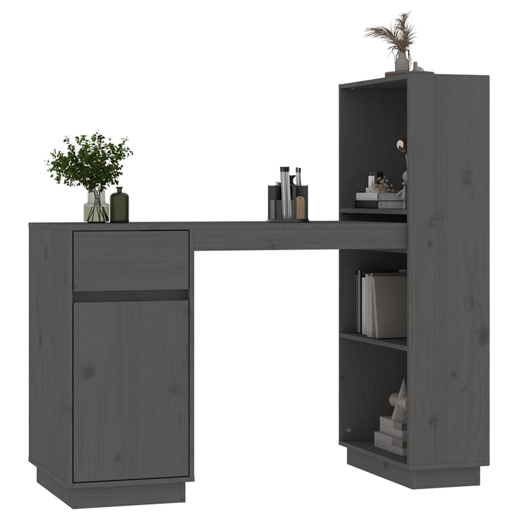 vidaXL Birou, gri, 110x53x117 cm, lemn masiv de pin