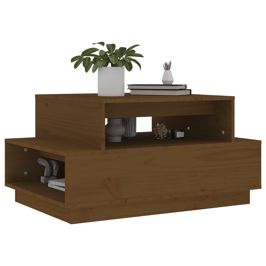 vidaXL Măsuță de cafea, maro miere, 80x55x40,5 cm, lemn masiv de pin
