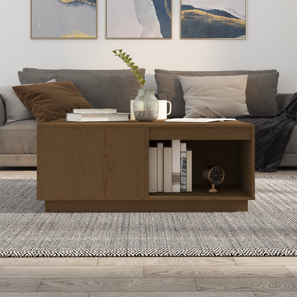 vidaXL Măsuță de cafea, maro miere, 100x101x40,5 cm, lemn masiv de pin vidaXL Măsuță de cafea, maro miere, 100x101x40,5 cm, lemn masiv de pin