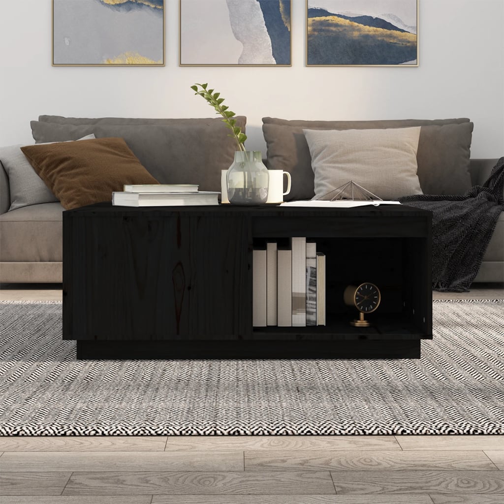 vidaXL Măsuță de cafea, negru, 100x101x40,5 cm, lemn masiv de pin vidaXL Măsuță de cafea, negru, 100x101x40,5 cm, lemn masiv de pin