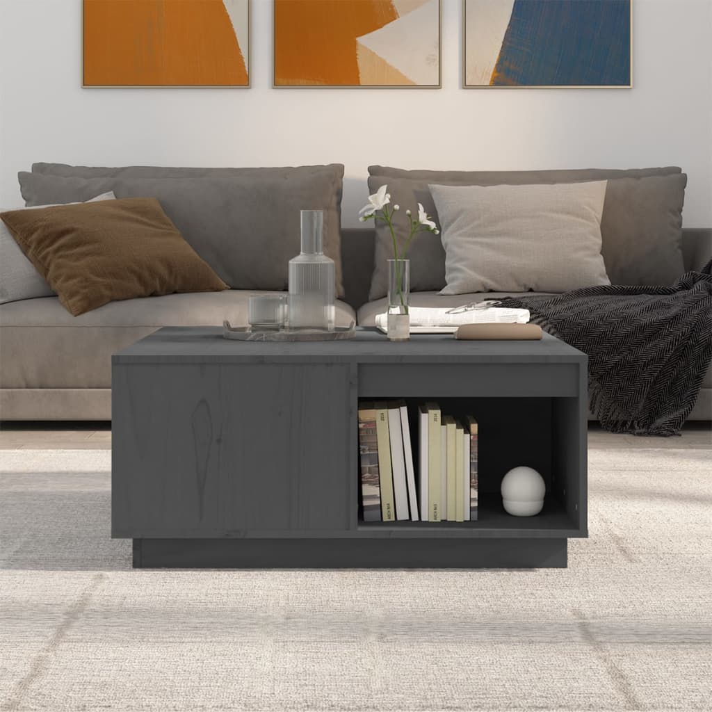 vidaXL Măsuță de cafea, gri, 80x81x36,5 cm, lemn masiv de pin vidaXL Măsuță de cafea, gri, 80x81x36,5 cm, lemn masiv de pin