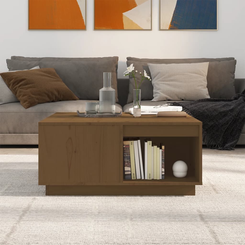 vidaXL Măsuță de cafea, maro miere, 80x81x36,5 cm, lemn masiv de pin