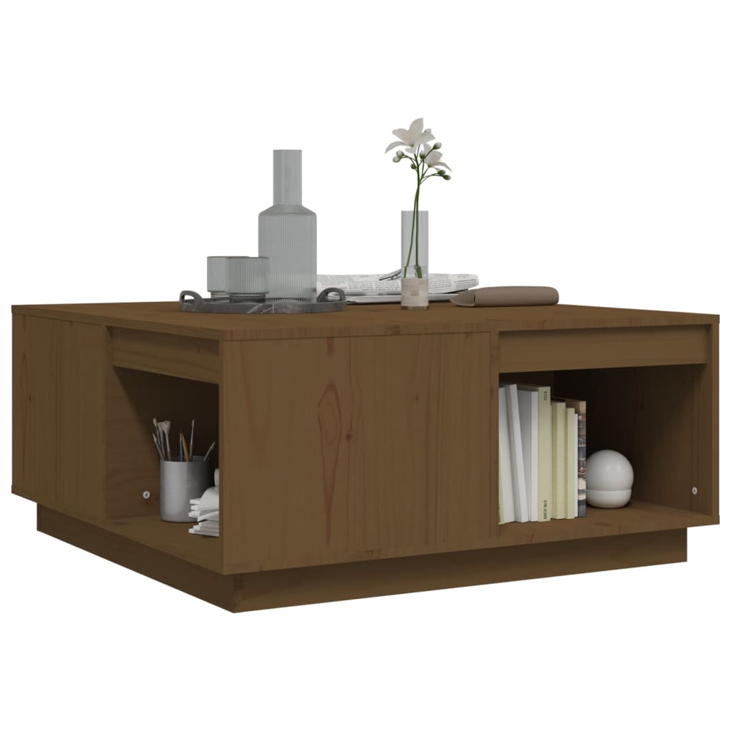vidaXL Măsuță de cafea, maro miere, 80x81x36,5 cm, lemn masiv de pin
