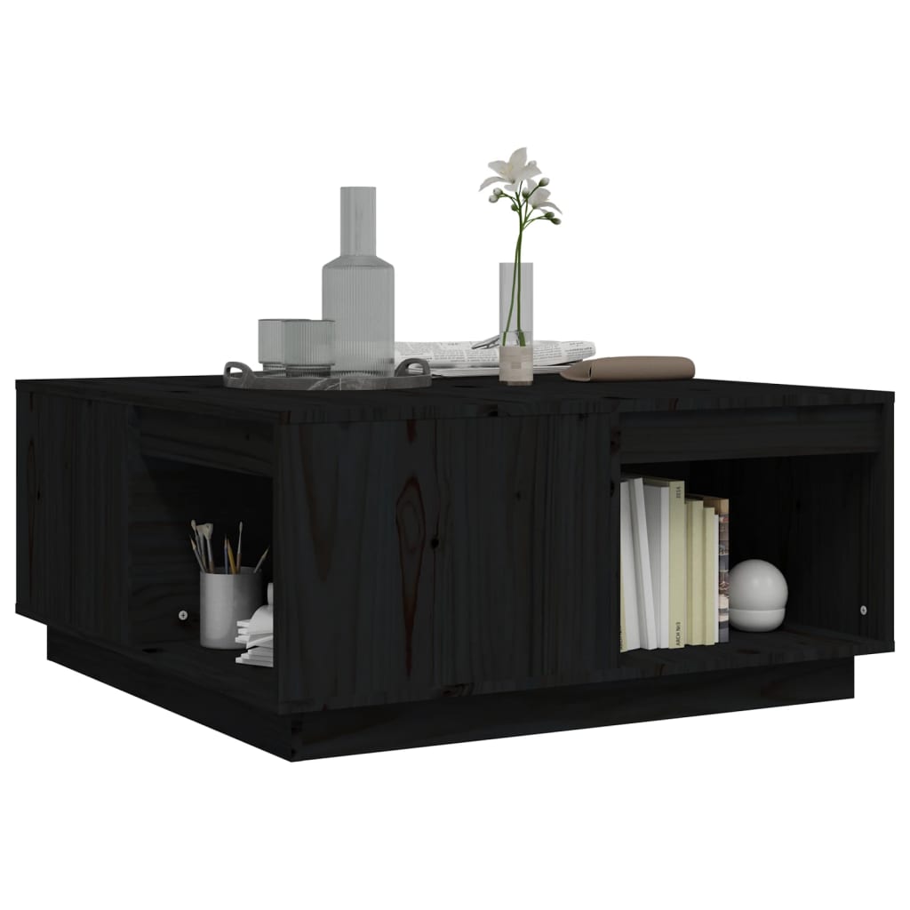 vidaXL Măsuță de cafea, negru, 80x81x36,5 cm, lemn masiv de pin vidaXL Măsuță de cafea, negru, 80x81x36,5 cm, lemn masiv de pin