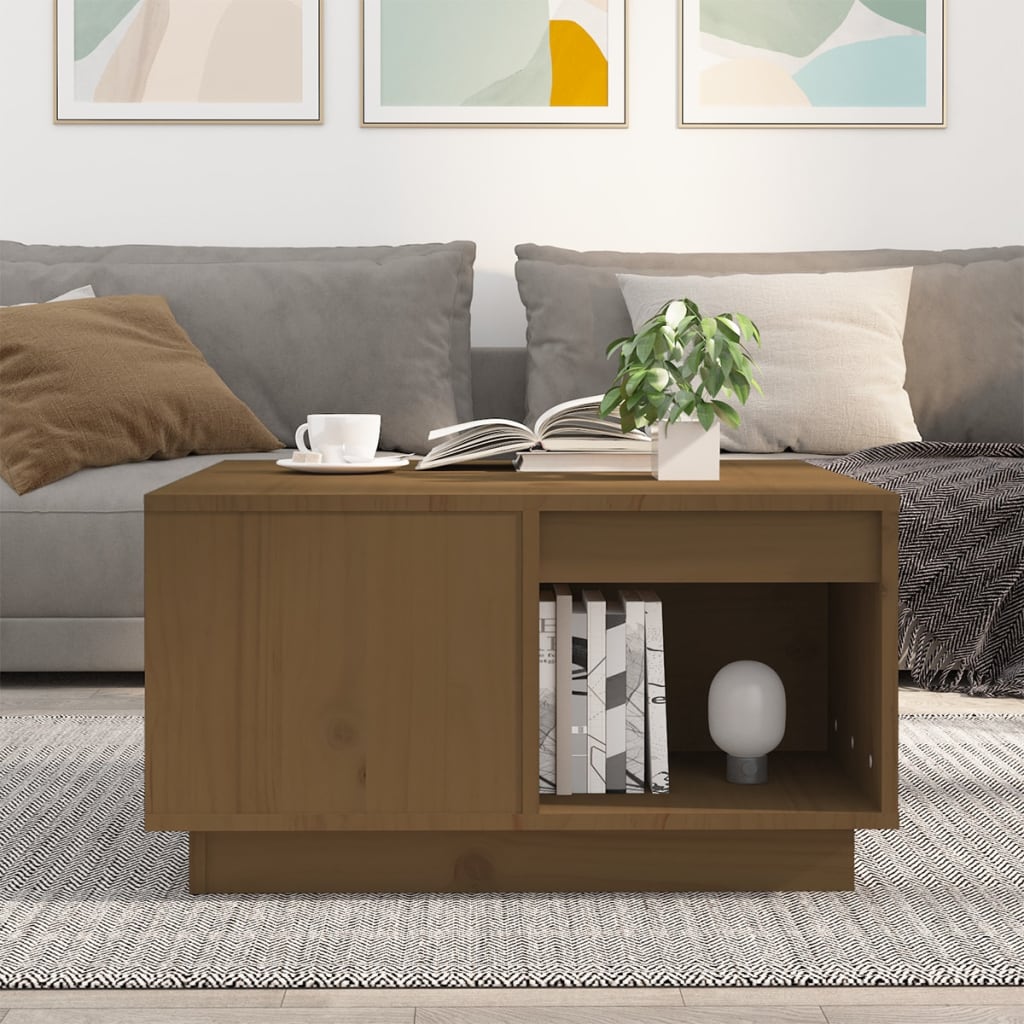 vidaXL Măsuță de cafea, maro miere, 60x61x32,5 cm, lemn masiv de pin vidaXL Măsuță de cafea, maro miere, 60x61x32,5 cm, lemn masiv de pin