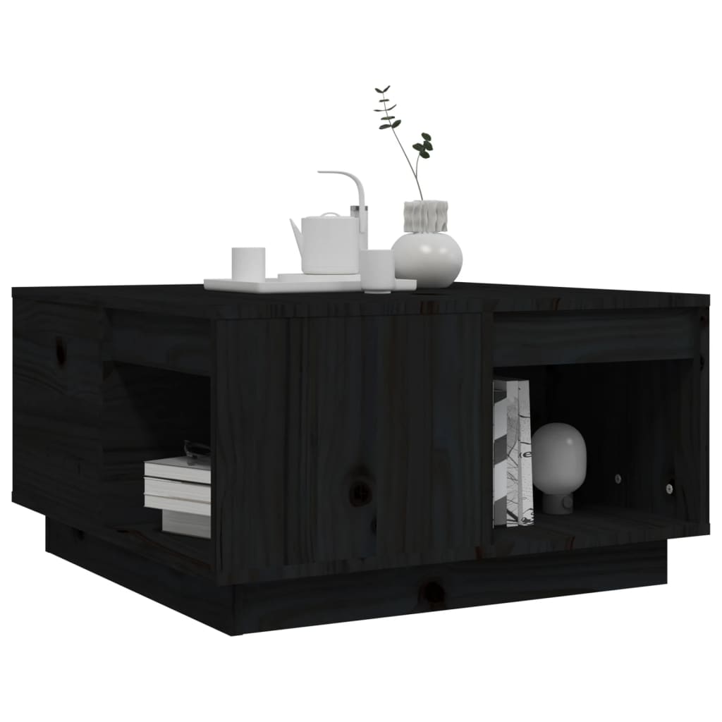 vidaXL Măsuță de cafea, negru, 60x61x32,5 cm, lemn masiv de pin vidaXL Măsuță de cafea, negru, 60x61x32,5 cm, lemn masiv de pin
