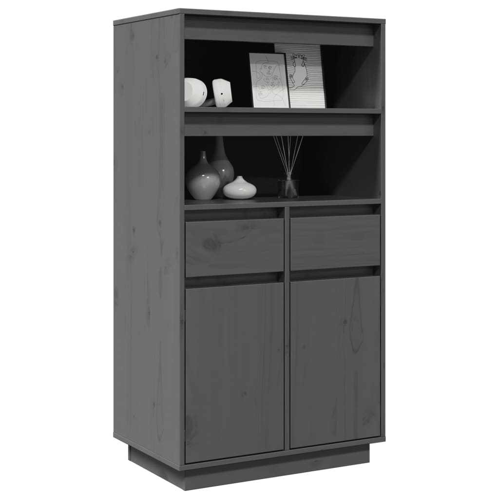 vidaXL Dulap înalt, gri, 60x40x116,5 cm, lemn masiv de pin