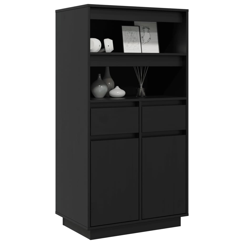 vidaXL Dulap înalt, negru, 60x40x116,5 cm, lemn masiv de pin