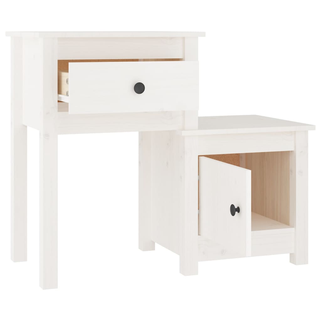 vidaXL Noptieră, alb, 79,5x38x65,5 cm, lemn masiv de pin