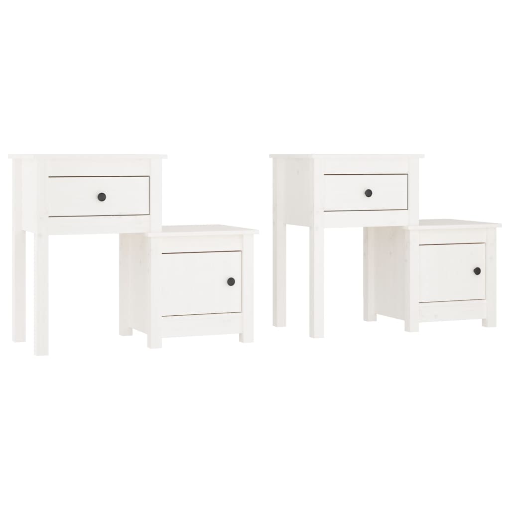 vidaXL Noptiere, 2 buc., alb, 79,5x38x65,5 cm, lemn masiv de pin vidaXL Noptiere, 2 buc., alb, 79,5x38x65,5 cm, lemn masiv de pin