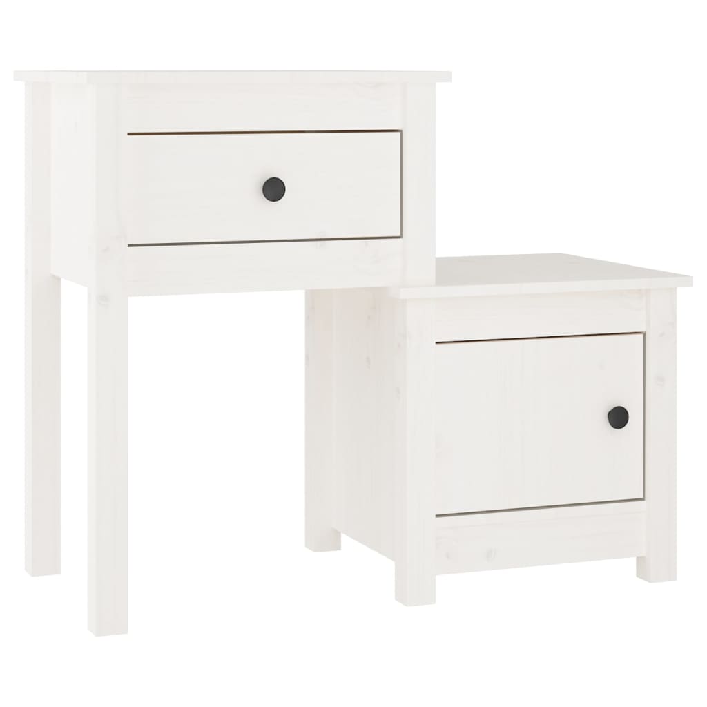 vidaXL Noptiere, 2 buc., alb, 79,5x38x65,5 cm, lemn masiv de pin vidaXL Noptiere, 2 buc., alb, 79,5x38x65,5 cm, lemn masiv de pin