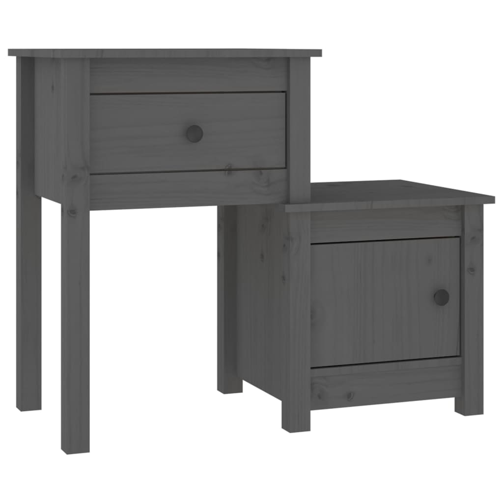 vidaXL Noptiere, 2 buc., gri, 79,5x38x65,5 cm, lemn masiv de pin vidaXL Noptiere, 2 buc., gri, 79,5x38x65,5 cm, lemn masiv de pin