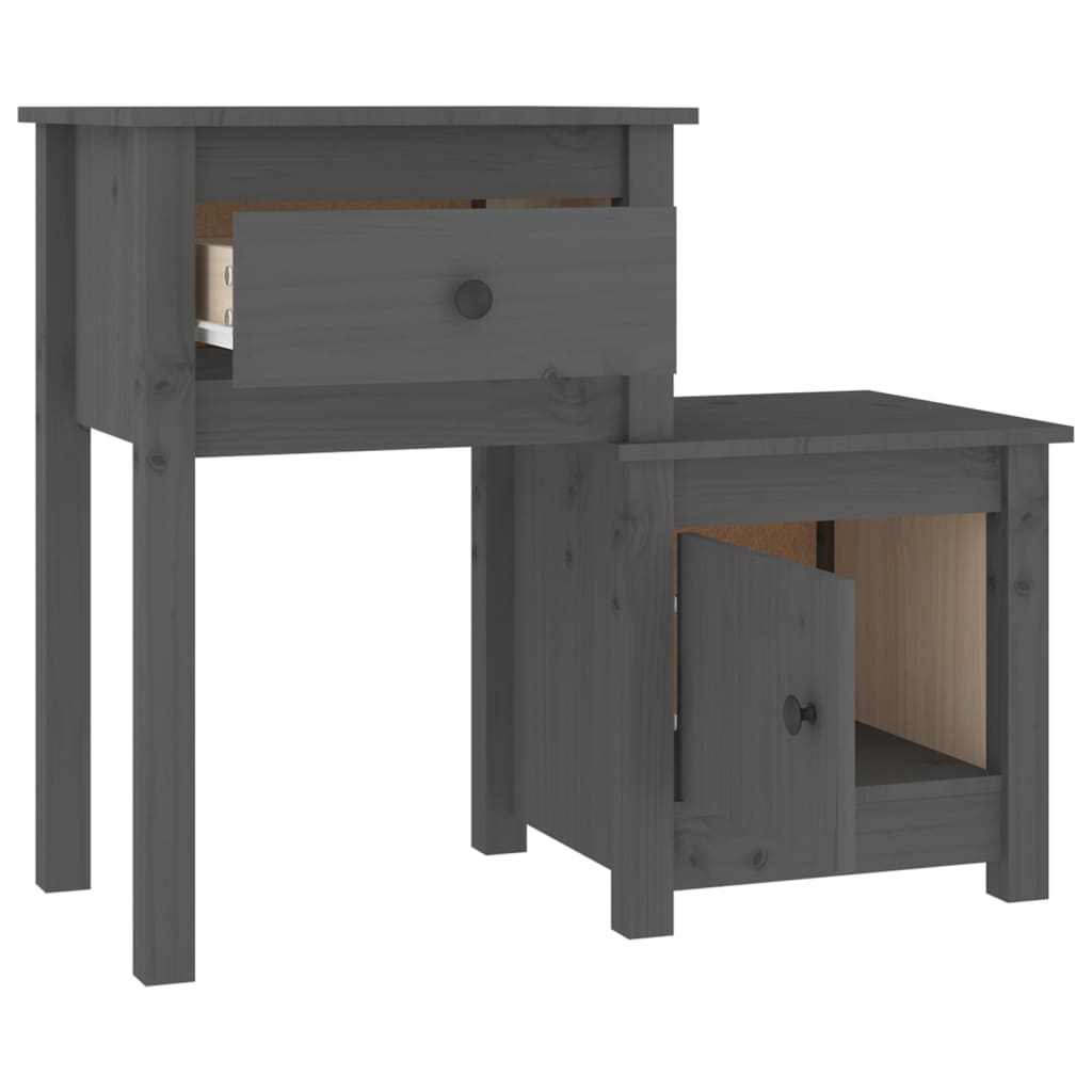 vidaXL Noptiere, 2 buc., gri, 79,5x38x65,5 cm, lemn masiv de pin vidaXL Noptiere, 2 buc., gri, 79,5x38x65,5 cm, lemn masiv de pin