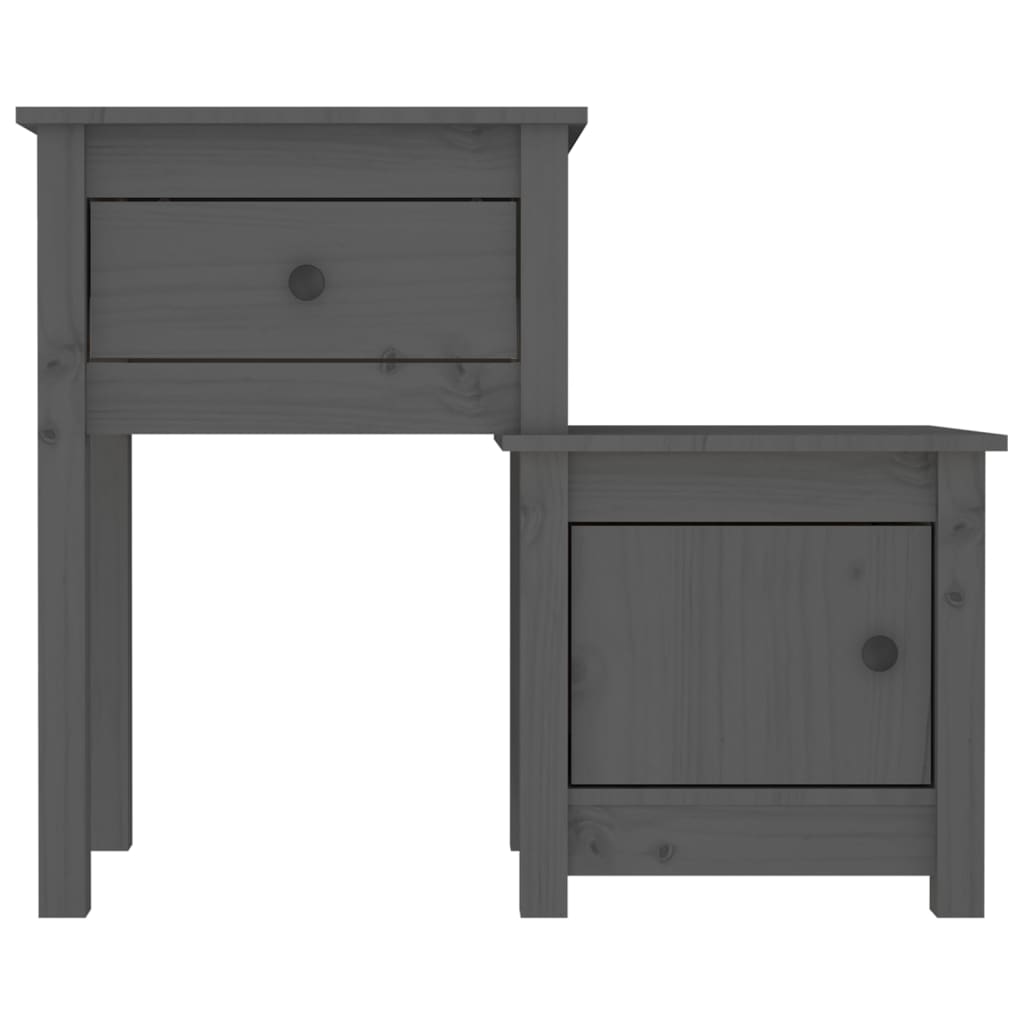 vidaXL Noptiere, 2 buc., gri, 79,5x38x65,5 cm, lemn masiv de pin vidaXL Noptiere, 2 buc., gri, 79,5x38x65,5 cm, lemn masiv de pin
