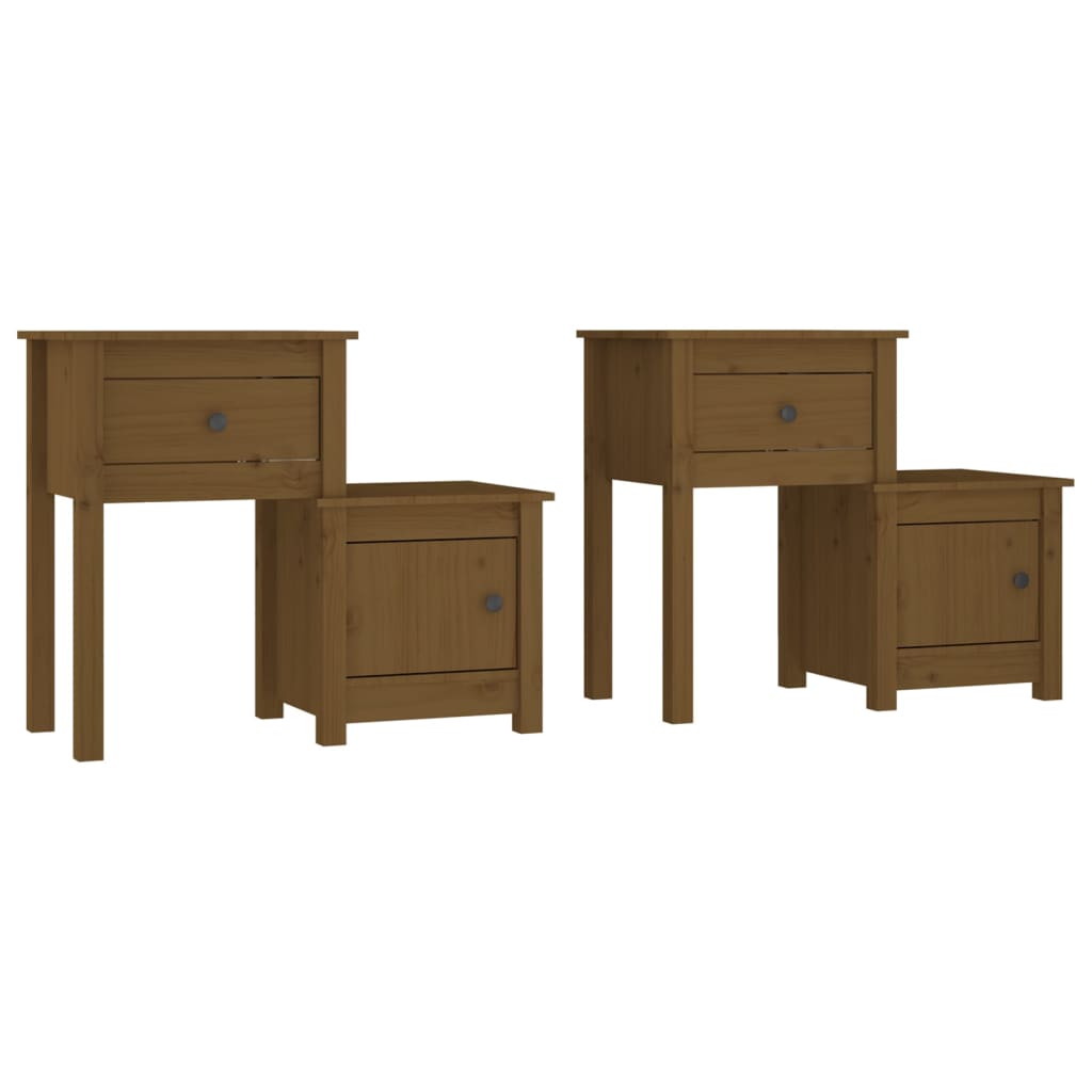 vidaXL Noptiere, 2 buc., maro miere, 79,5x38x65,5 cm lemn masiv de pin vidaXL Noptiere, 2 buc., maro miere, 79,5x38x65,5 cm lemn masiv de pin