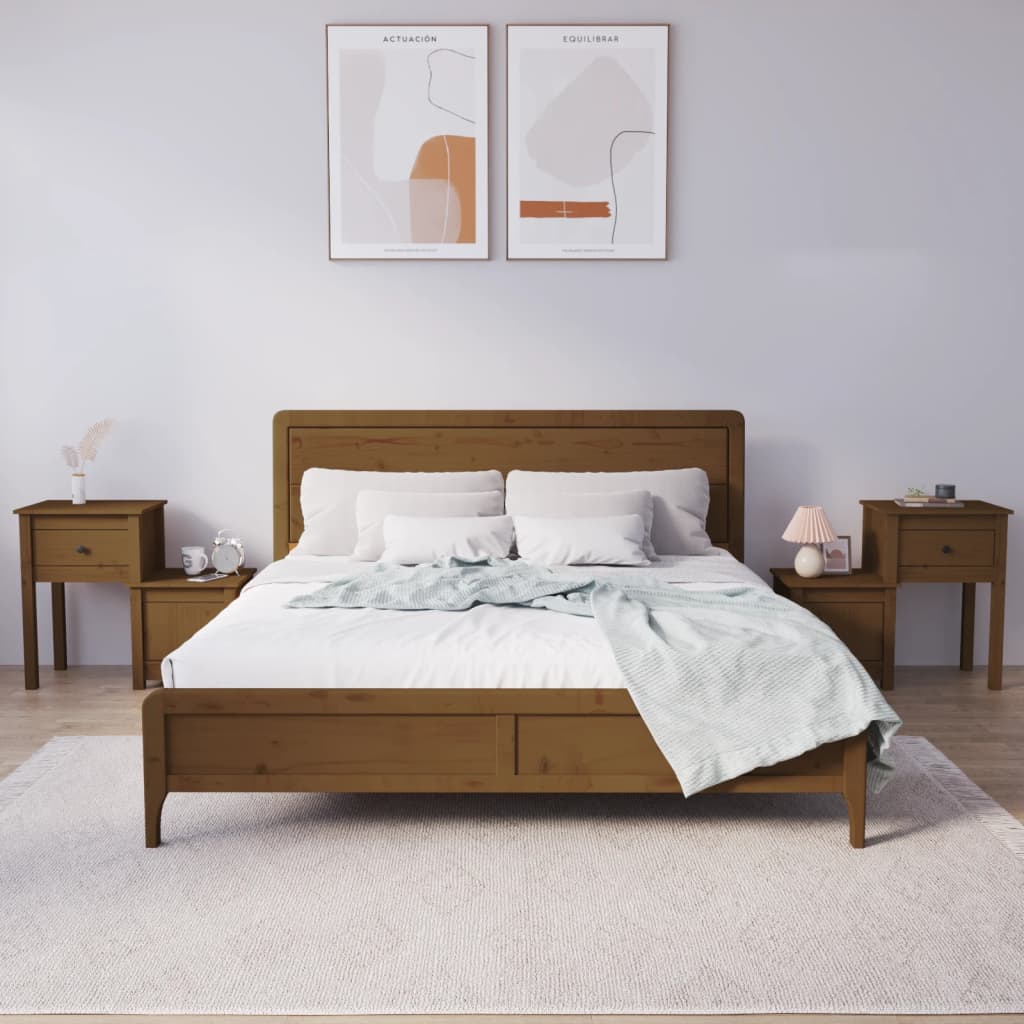 vidaXL Noptiere, 2 buc., maro miere, 79,5x38x65,5 cm lemn masiv de pin vidaXL Noptiere, 2 buc., maro miere, 79,5x38x65,5 cm lemn masiv de pin