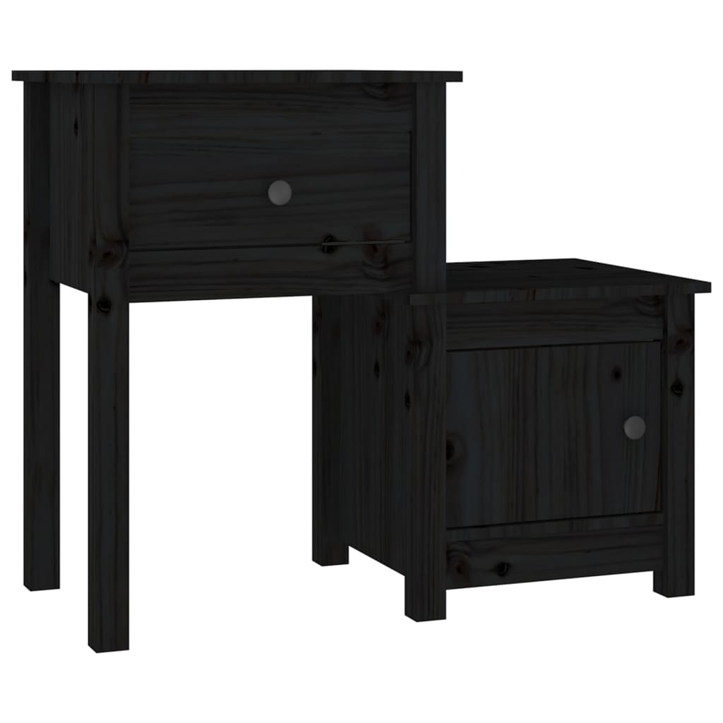 vidaXL Noptieră, negru, 79,5x38x65,5 cm, lemn masiv de pin