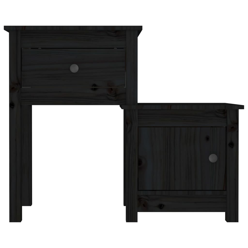 vidaXL Noptiere, 2 buc., negru, 79,5x38x65,5 cm, lemn masiv de pin