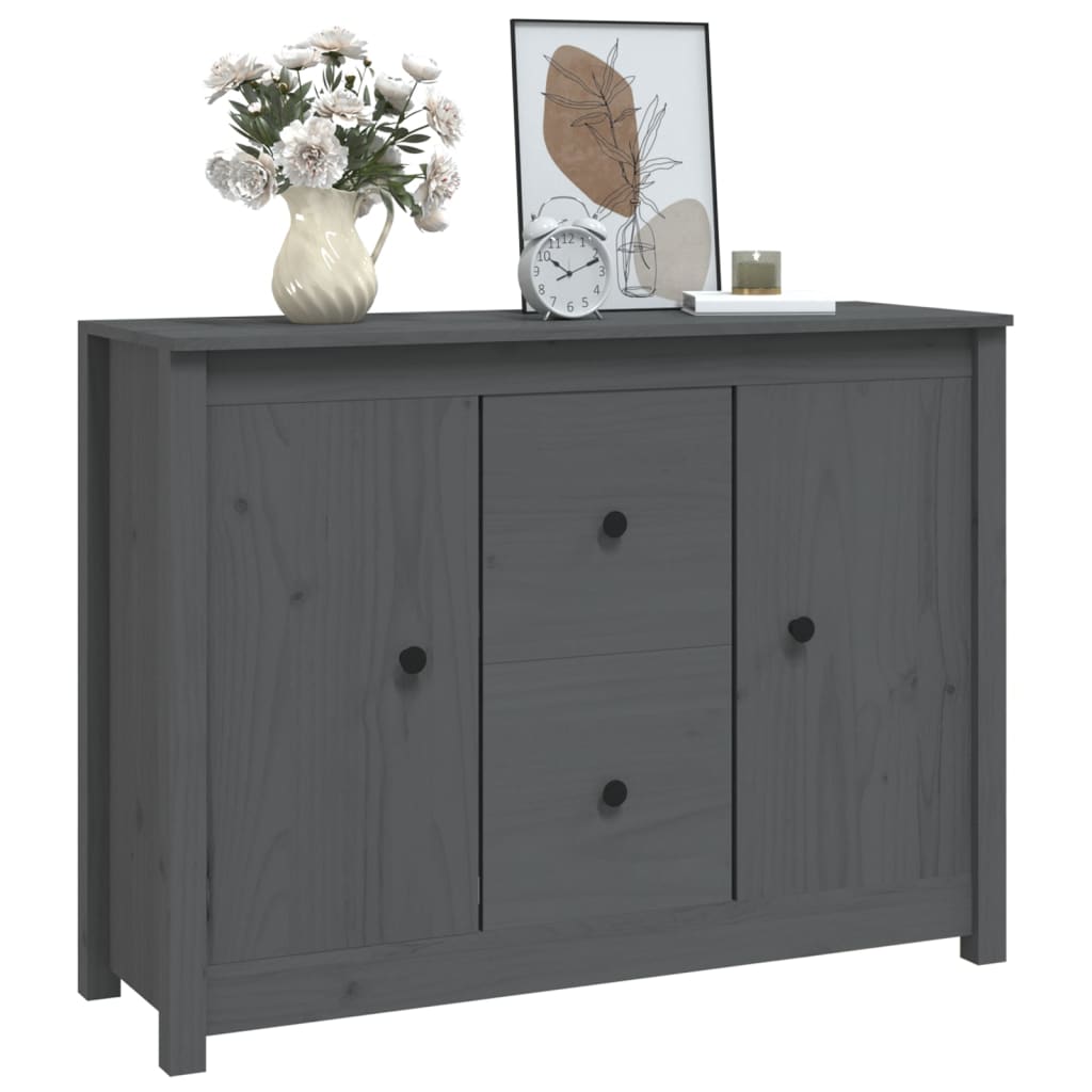 vidaXL Servantă, gri, 100x35x74 cm, lemn masiv de pin