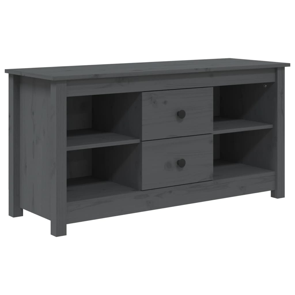 vidaXL Comodă TV, gri, 103x36,5x52 cm, lemn masiv de pin vidaXL Comodă TV, gri, 103x36,5x52 cm, lemn masiv de pin