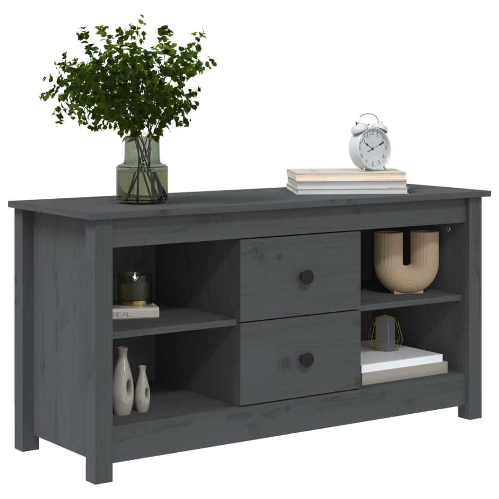 vidaXL Comodă TV, gri, 103x36,5x52 cm, lemn masiv de pin vidaXL Comodă TV, gri, 103x36,5x52 cm, lemn masiv de pin