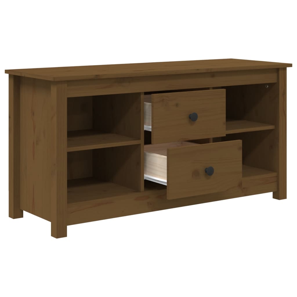 vidaXL Comodă TV, maro miere, 103x36,5x52 cm, lemn masiv de pin vidaXL Comodă TV, maro miere, 103x36,5x52 cm, lemn masiv de pin