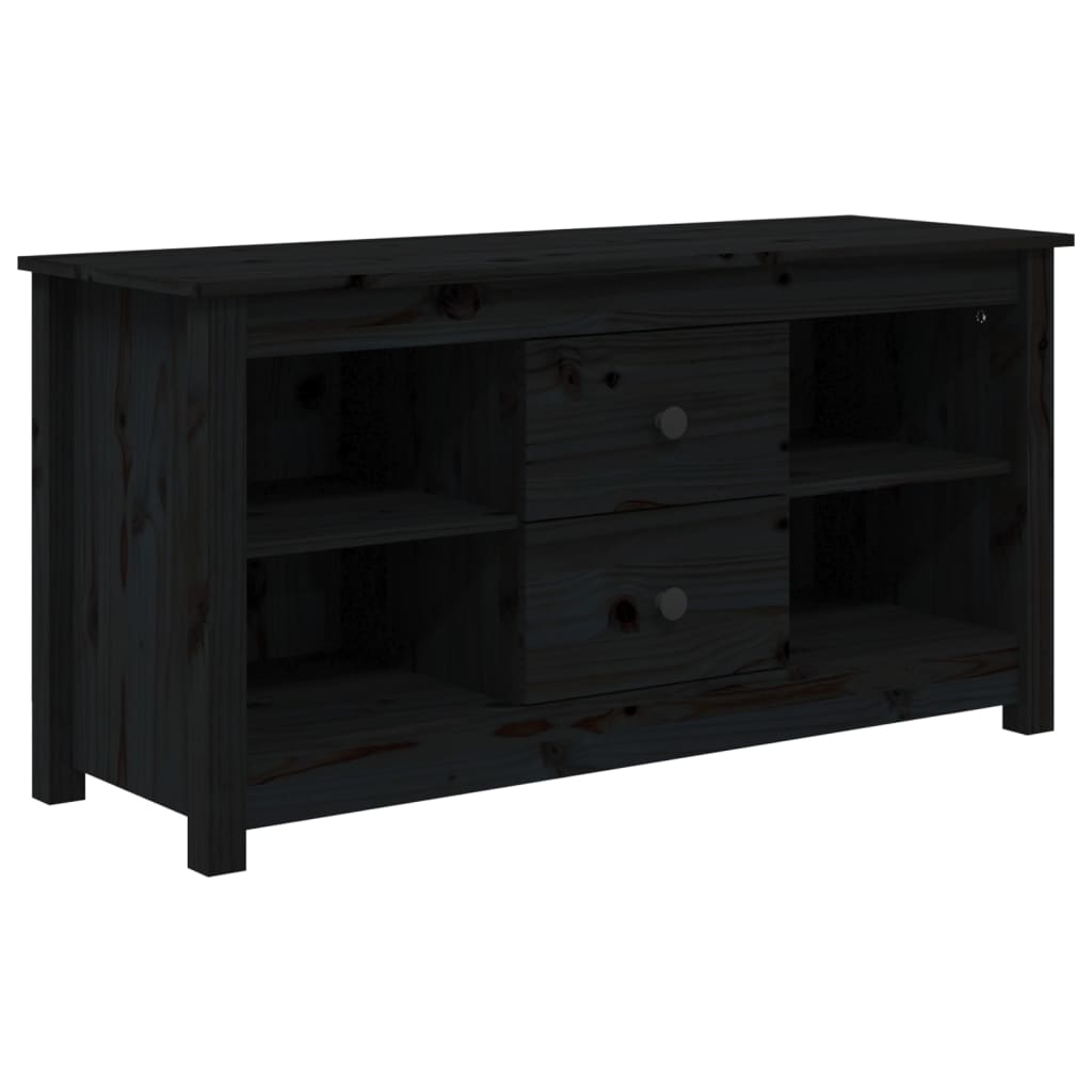 vidaXL Comodă TV, negru, 103x36,5x52 cm, lemn masiv de pin