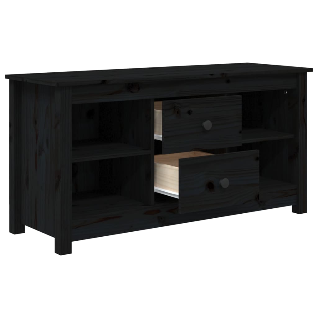 vidaXL Comodă TV, negru, 103x36,5x52 cm, lemn masiv de pin