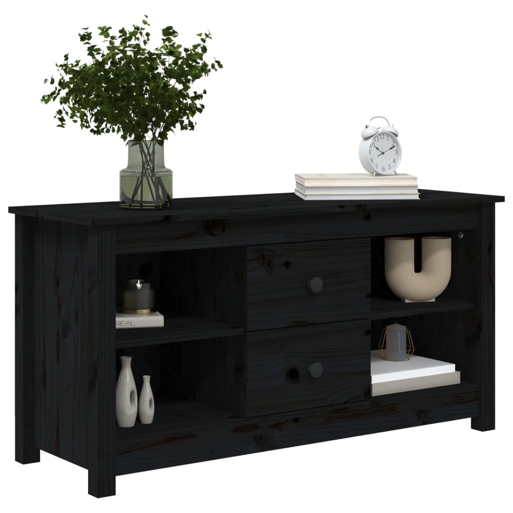 vidaXL Comodă TV, negru, 103x36,5x52 cm, lemn masiv de pin