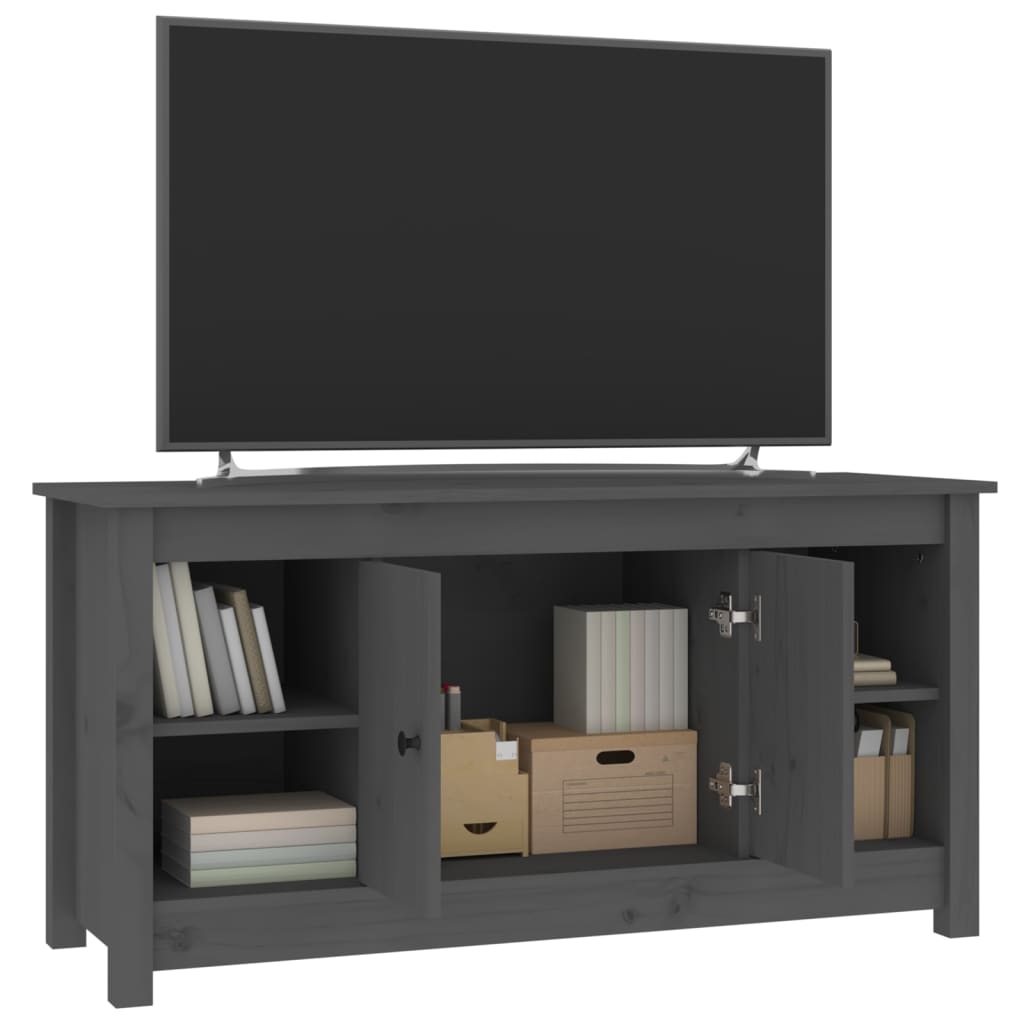 vidaXL Comodă TV, gri, 103x36,5x52 cm, lemn masiv de pin vidaXL Comodă TV, gri, 103x36,5x52 cm, lemn masiv de pin