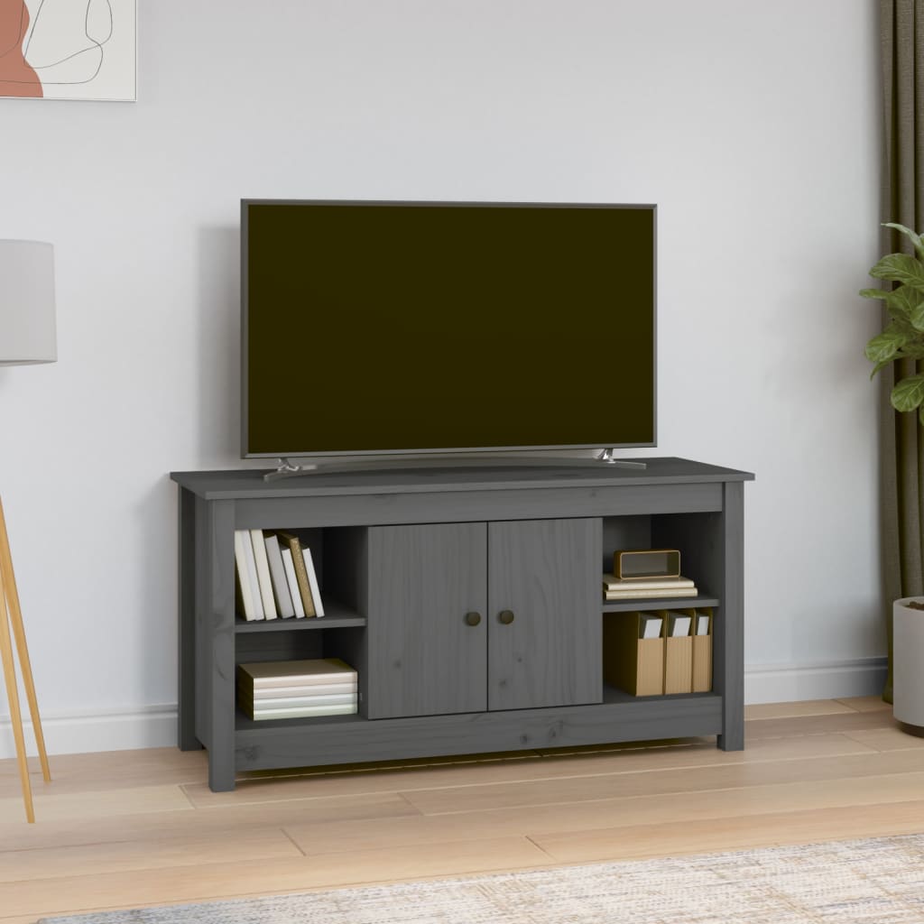 vidaXL Comodă TV, gri, 103x36,5x52 cm, lemn masiv de pin vidaXL Comodă TV, gri, 103x36,5x52 cm, lemn masiv de pin