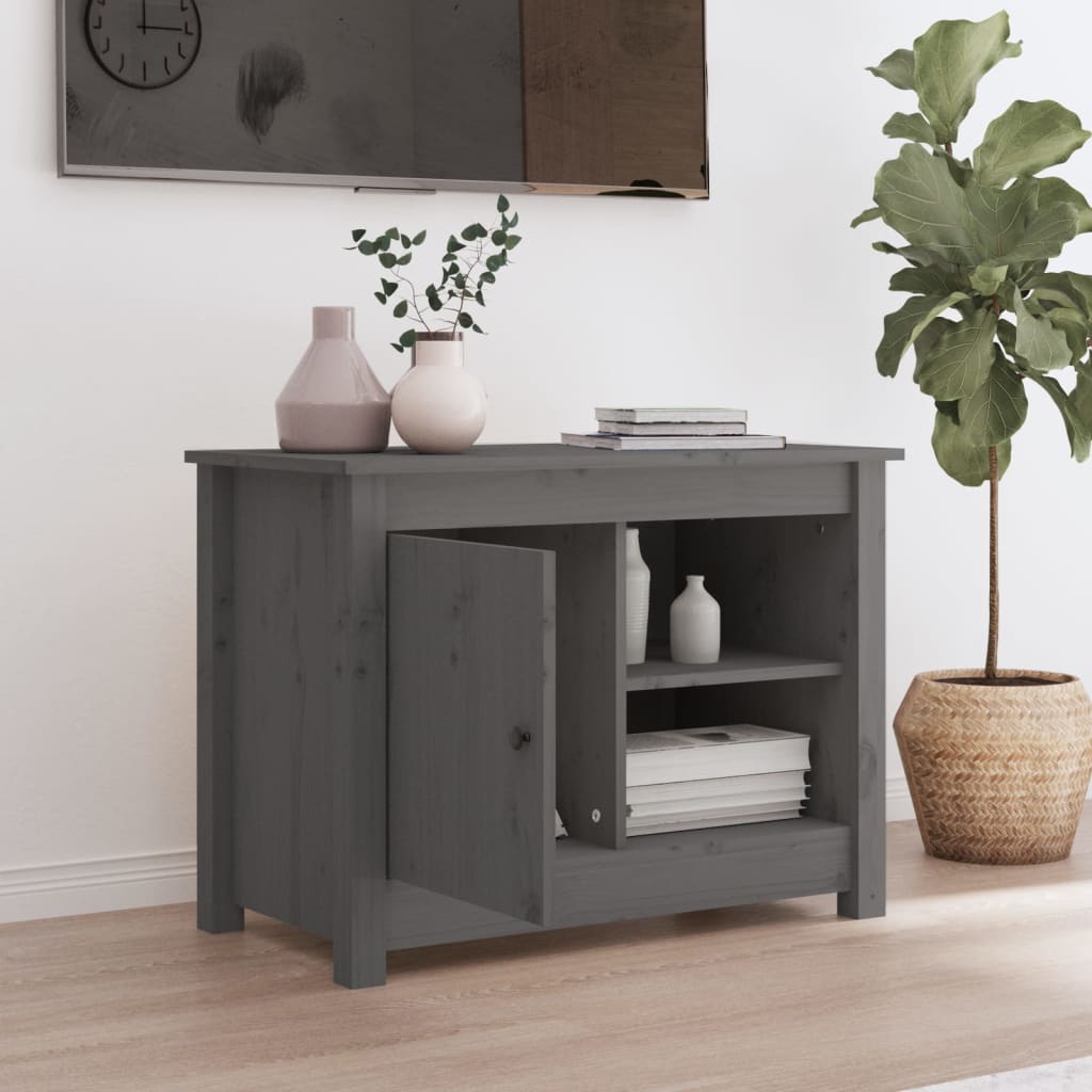 vidaXL Comodă TV, gri, 70x36,5x52 cm, lemn masiv de pin vidaXL Comodă TV, gri, 70x36,5x52 cm, lemn masiv de pin
