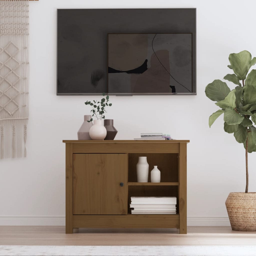 vidaXL Comodă TV, maro miere, 70x36,5x52 cm, lemn masiv de pin vidaXL Comodă TV, maro miere, 70x36,5x52 cm, lemn masiv de pin