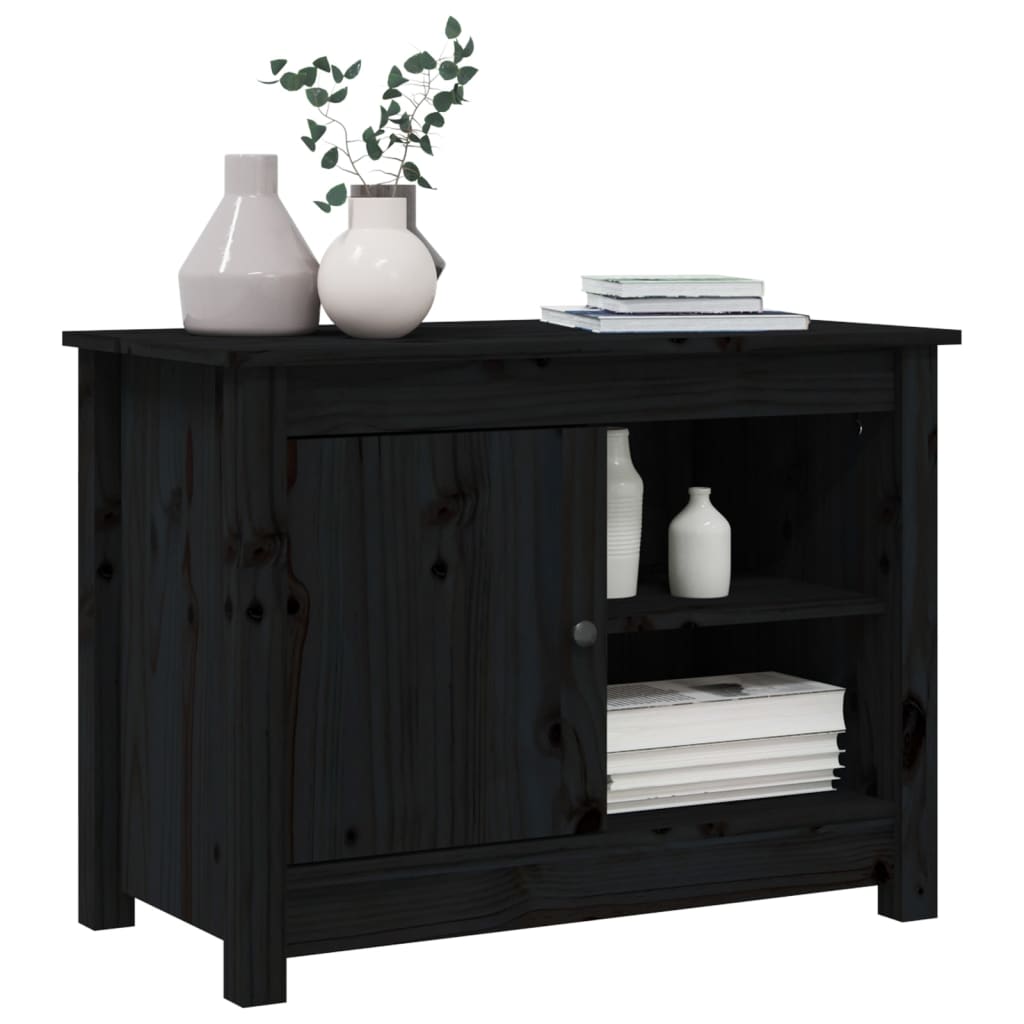 vidaXL Comodă TV, negru, 70x36,5x52 cm, lemn masiv de pin