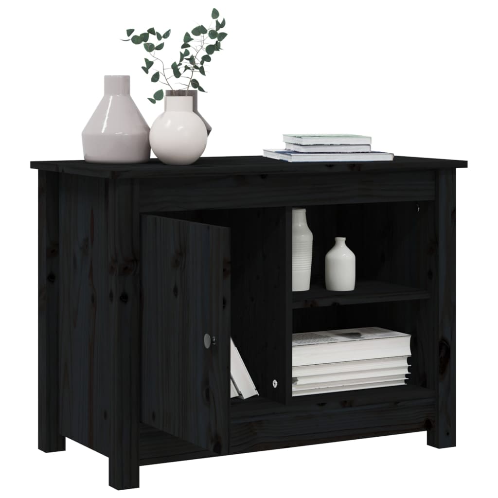 vidaXL Comodă TV, negru, 70x36,5x52 cm, lemn masiv de pin