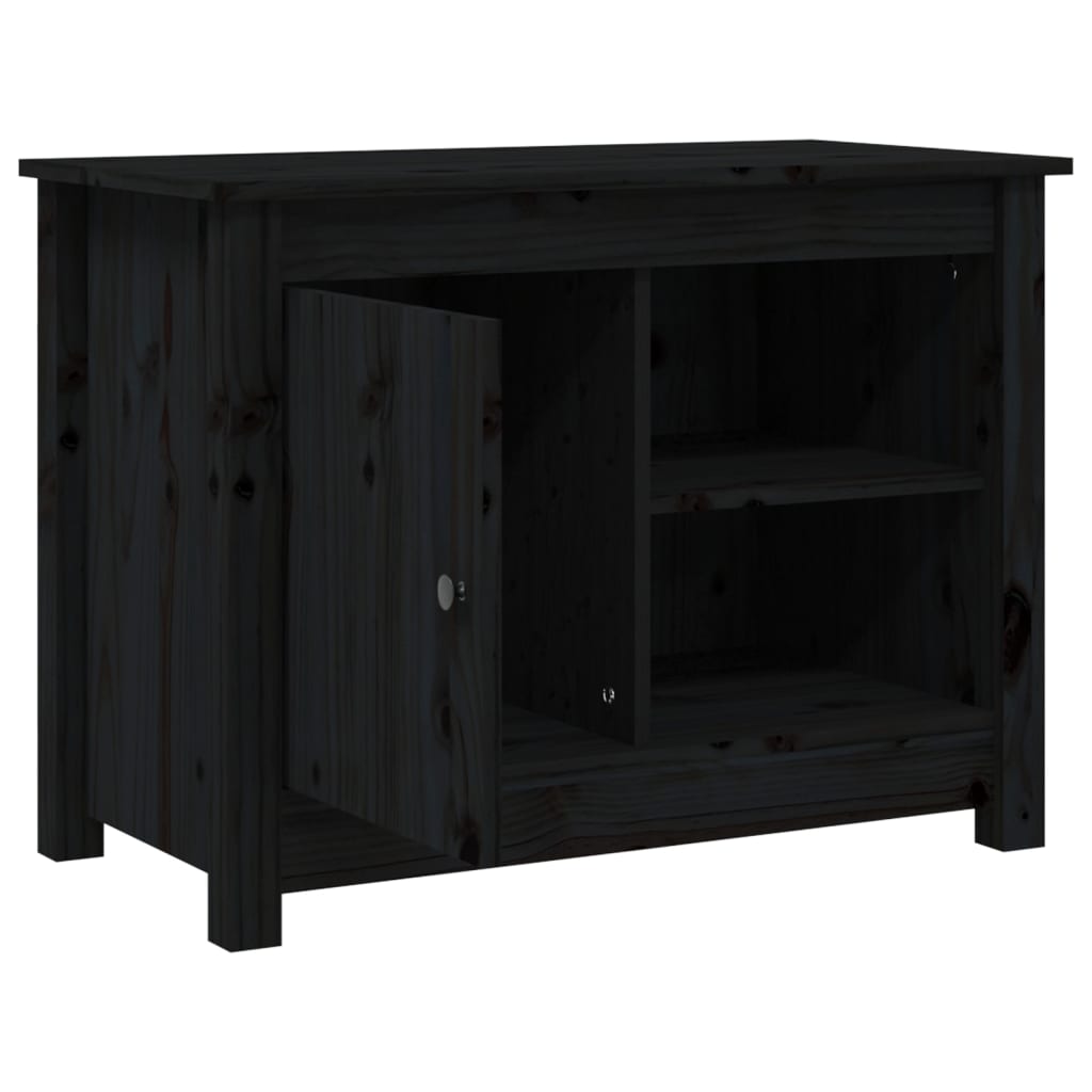 vidaXL Comodă TV, negru, 70x36,5x52 cm, lemn masiv de pin