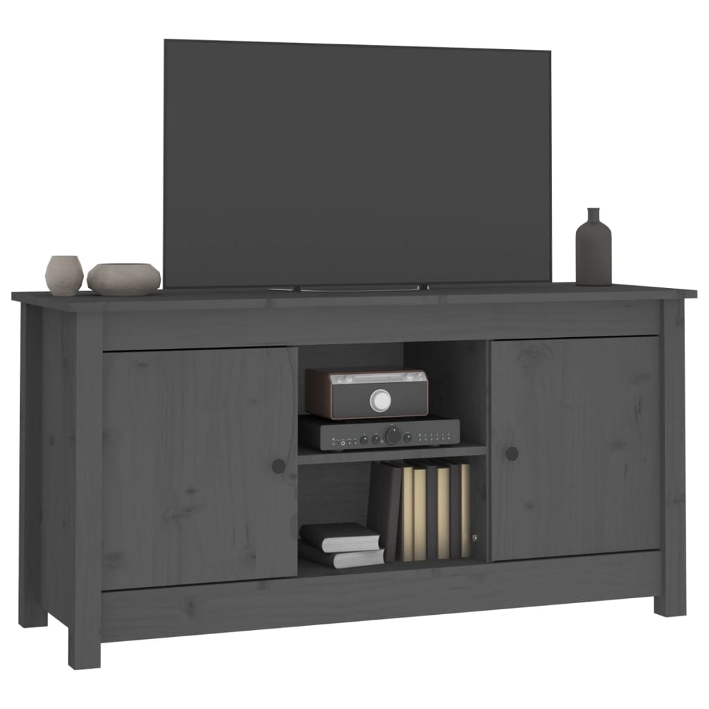 vidaXL Comodă TV, gri, 103x36,5x52 cm, lemn masiv de pin vidaXL Comodă TV, gri, 103x36,5x52 cm, lemn masiv de pin