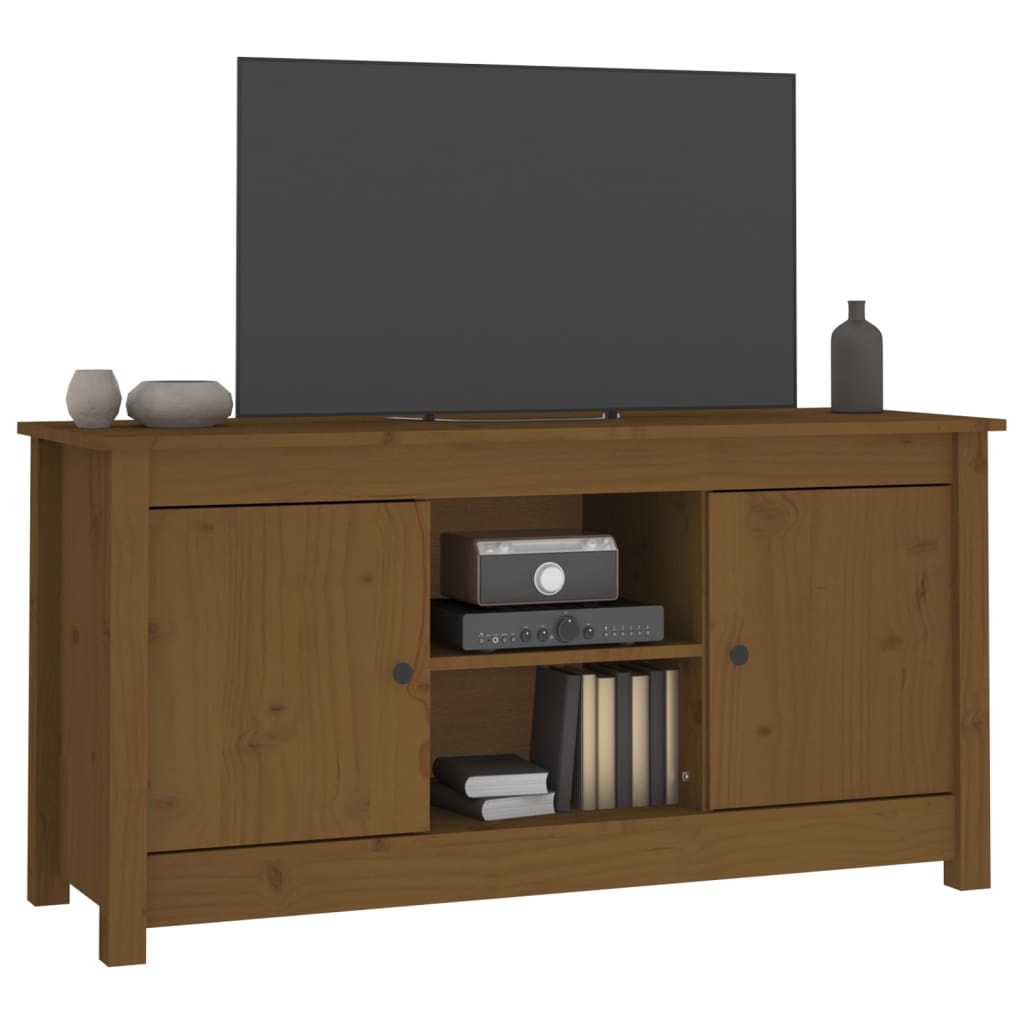 vidaXL Comodă TV, maro miere, 103x36,5x52 cm, lemn masiv de pin vidaXL Comodă TV, maro miere, 103x36,5x52 cm, lemn masiv de pin