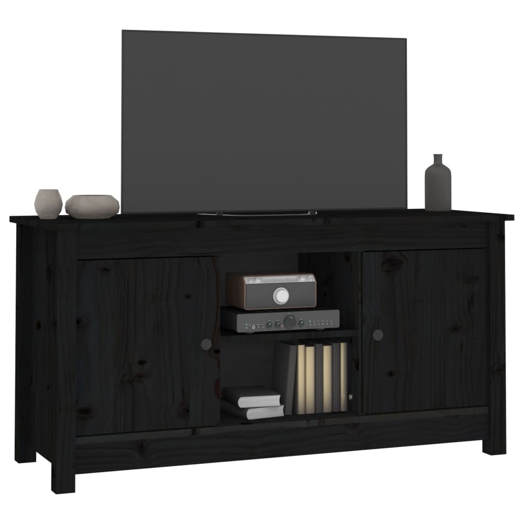 vidaXL Comodă TV, negru, 103x36,5x52 cm, lemn masiv de pin