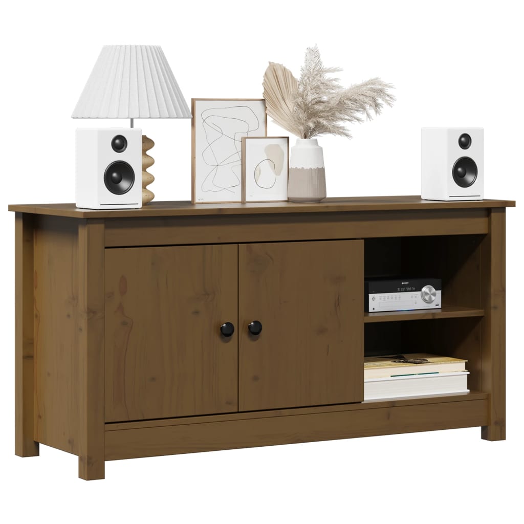 vidaXL Comodă TV, maro miere, 103x36,5x52 cm, lemn masiv de pin vidaXL Comodă TV, maro miere, 103x36,5x52 cm, lemn masiv de pin