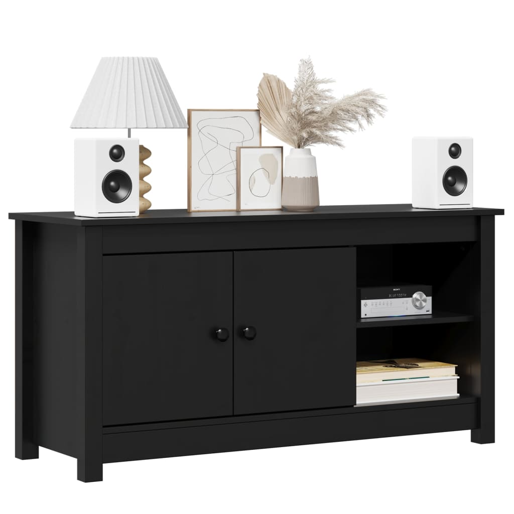 vidaXL Comodă TV, negru, 103x36,5x52 cm, lemn masiv de pin