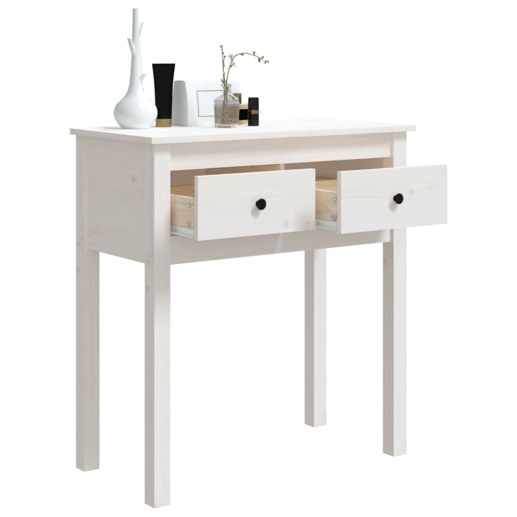 vidaXL Masă consolă, alb, 70x35x75 cm, lemn masiv de pin vidaXL Masă consolă, alb, 70x35x75 cm, lemn masiv de pin