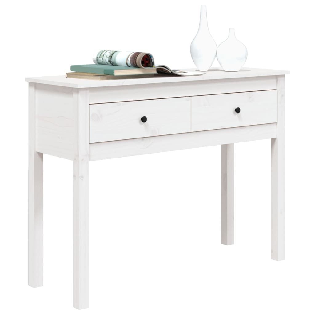 vidaXL Masă consolă, alb, 100x35x75 cm, lemn masiv de pin vidaXL Masă consolă, alb, 100x35x75 cm, lemn masiv de pin