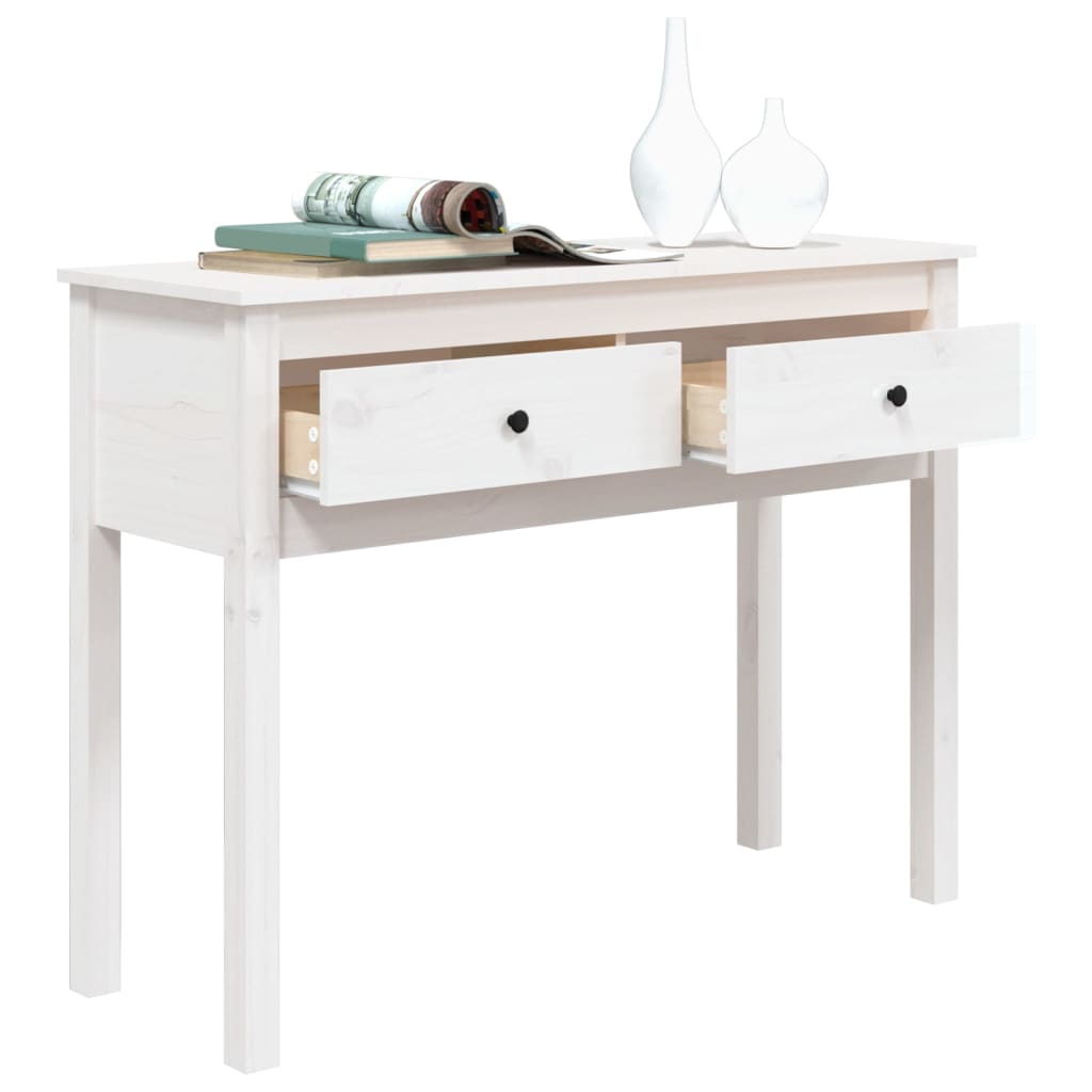 vidaXL Masă consolă, alb, 100x35x75 cm, lemn masiv de pin vidaXL Masă consolă, alb, 100x35x75 cm, lemn masiv de pin
